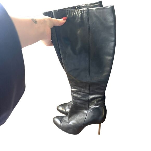 VERSACE Vintage Leather‎ Heeled Boots Black Sz 40/10 - Picture 4 of 6